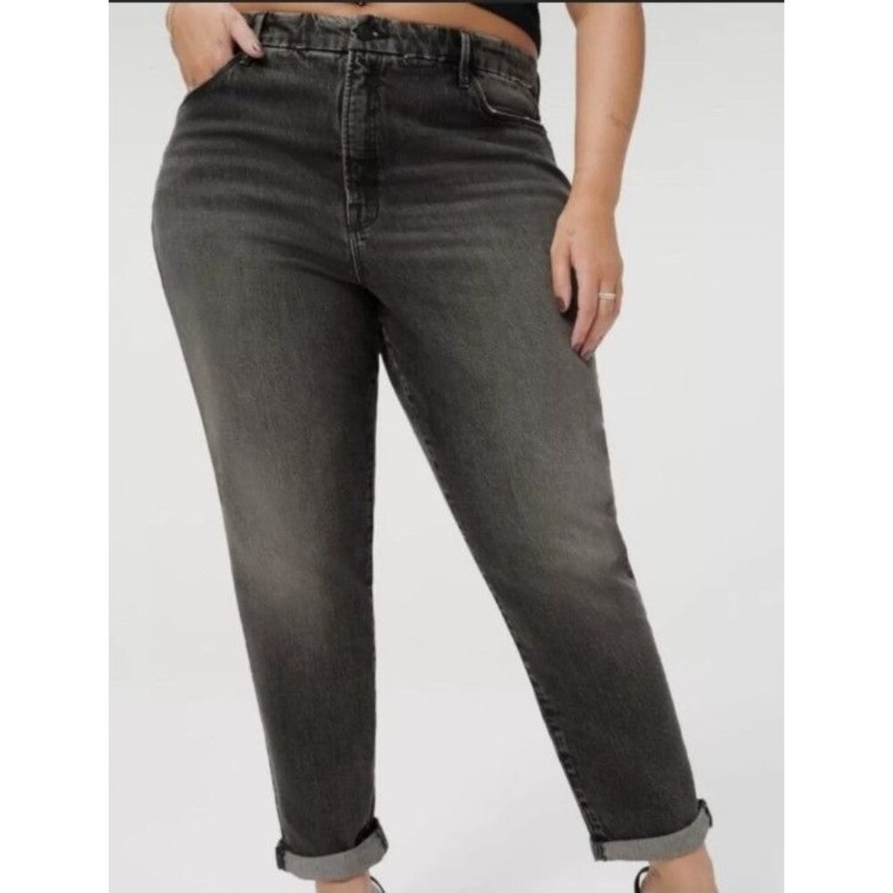 Good American Good Girlfriend High Size 12/31 Black Demin Jean Loose In The Leg